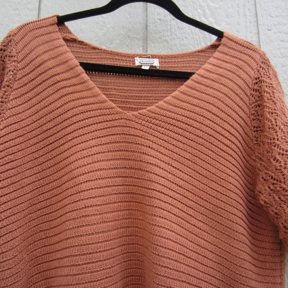 Gimmick by BKE Bodysuit XL Copper Rust Boho Knitted Sweater Cochet Comfy - Picture 6 of 16